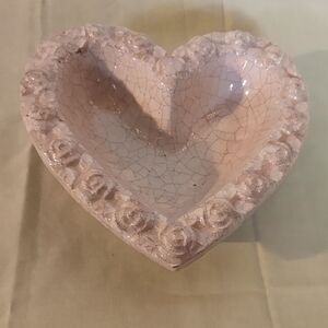 Heart-Shaped Ceramic Bowl with Rose Detail